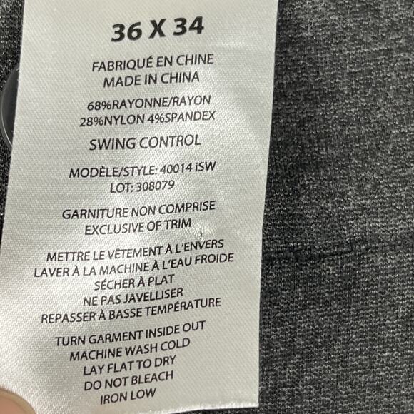 Swing Control Golf Pants Mens 34x32 Gray Ponte Stretch Straight Performance - Picture 6 of 14